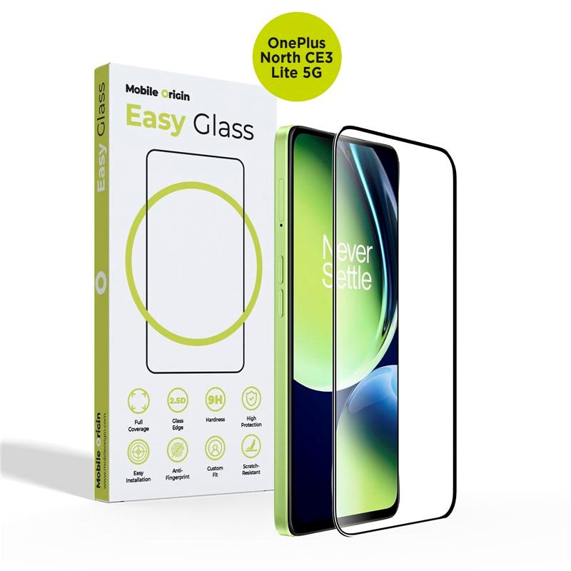OnePlus Nord CE 3 Lite (5G) Mobile Origin EasyGlass Skjermbeskytter - Gjennomsiktig / Svart Kant