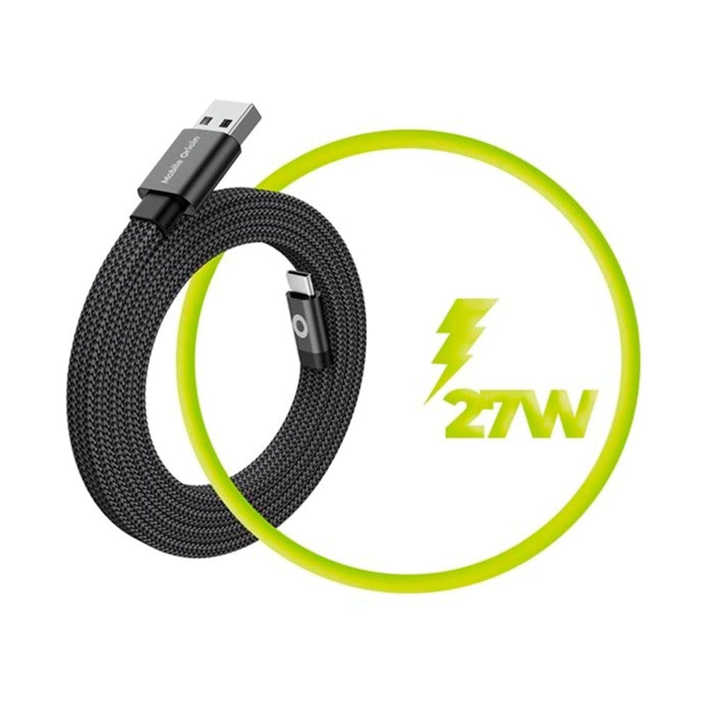 Mobile Origin Flatt Magnetisk USB-A til USB-C Kabel - 1m - Svart