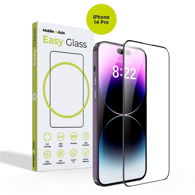 iPhone 14 Pro Mobile Origin EasyGlass Skjermbeskyttelsesglass - Gjennomsiktig