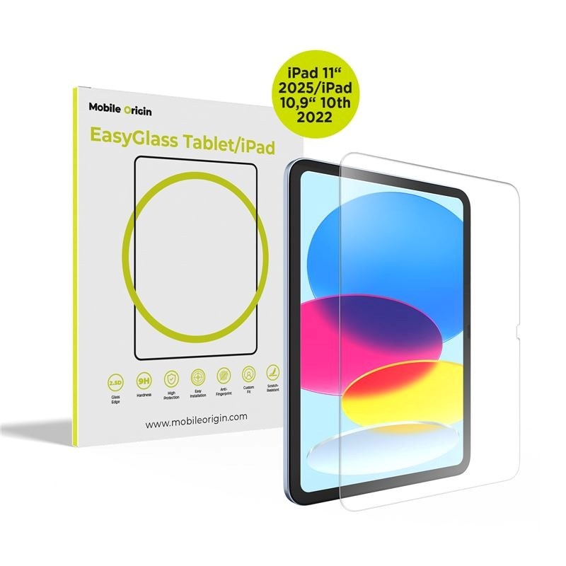 iPad 11" (2025) / 10.9" (2024 / 2022) Mobil Origin EasyGlass Skjermbeskytter - Gjennomsiktig