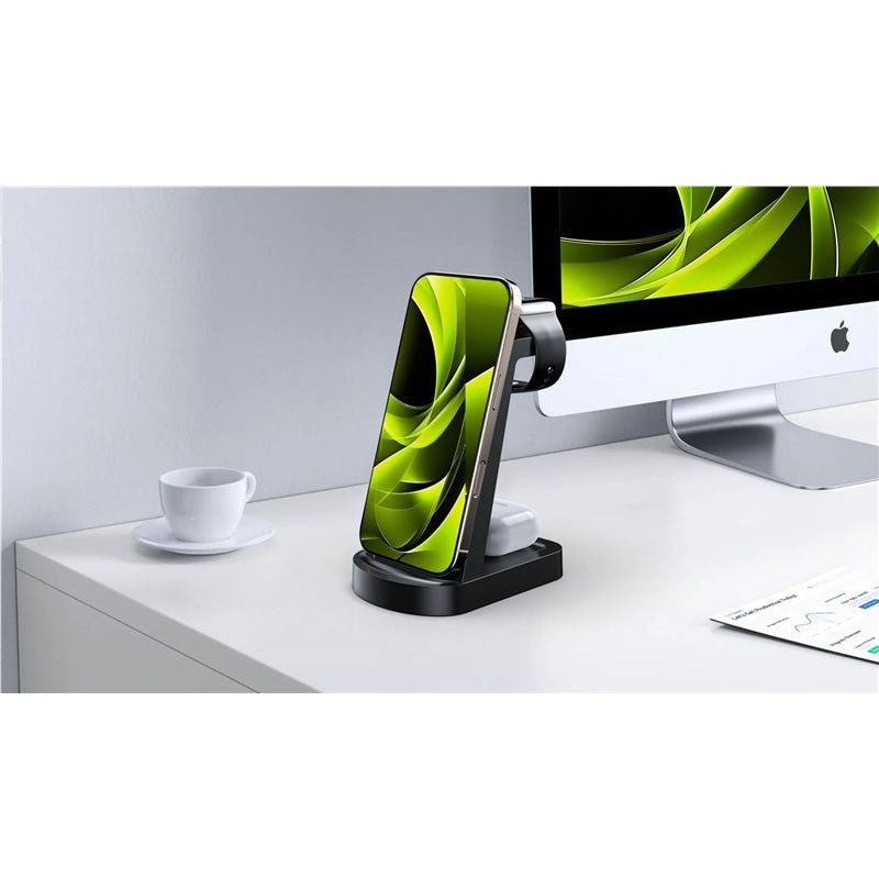 Mobile Origin 3-i-1 Trådløs lader - iPhone - Apple Watch - AirPods - MagSafe / Qi Kompatibel - Svart