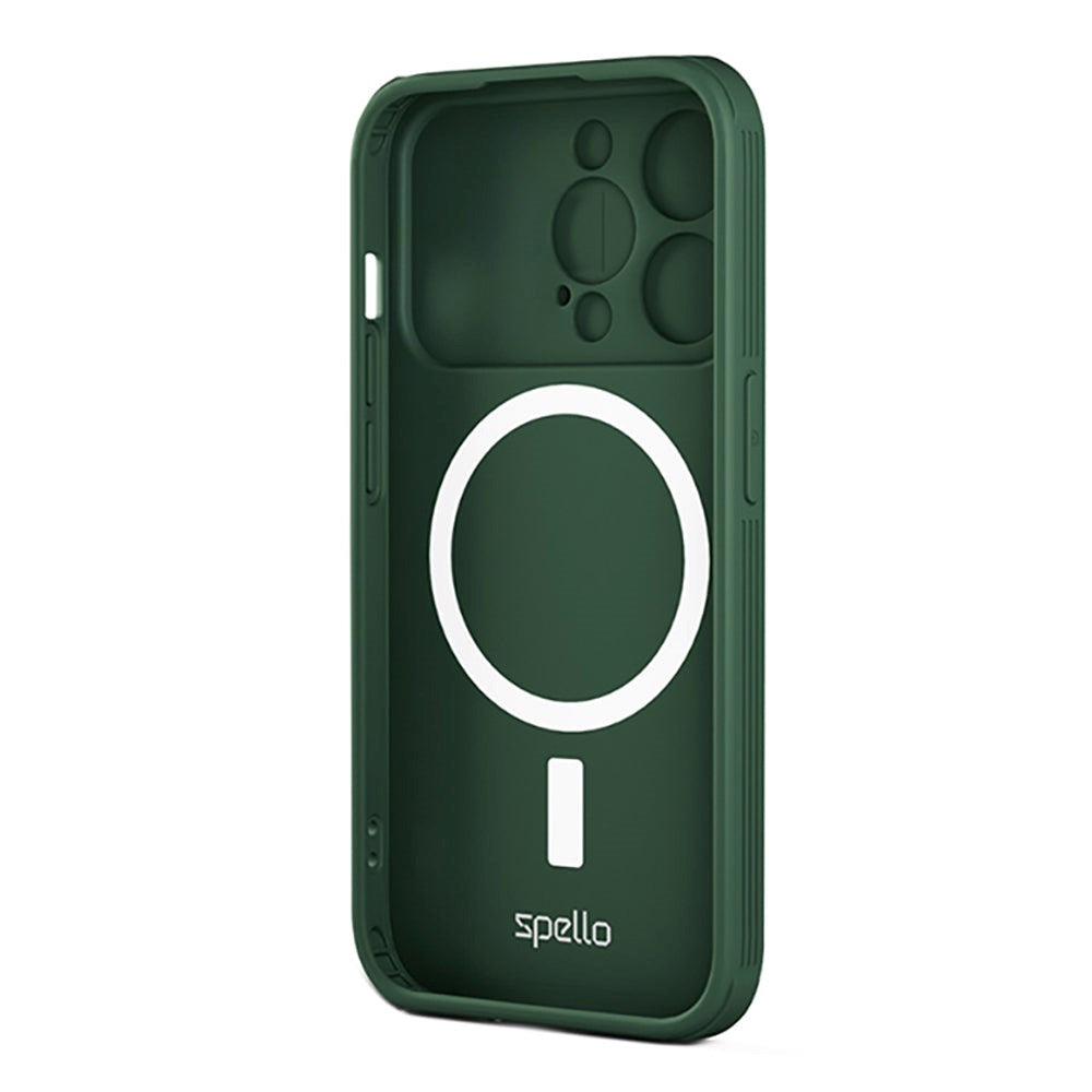 Spello iPhone 15 Durable Magnetic Deksel m. Cam Slider - MagSafe-Kompatibel - Grønn