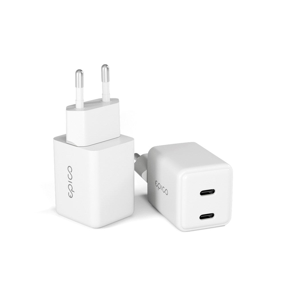 Epico UltraBoost GaN 35W Vegglader m. 2x USB-C - Hvit