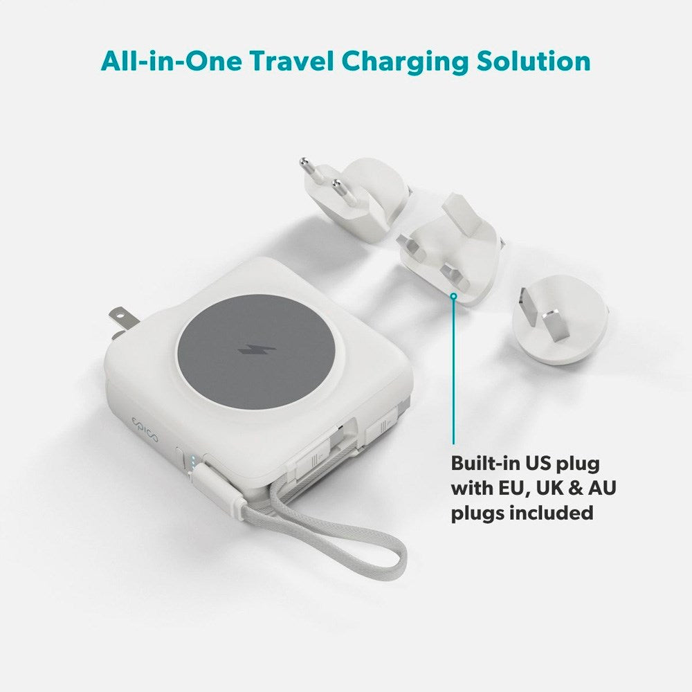 Epico UltraPack Mag+ 3-i-1 Reise PowerBank 10.000 mAh - MagSafe Kompatibel - Hvit