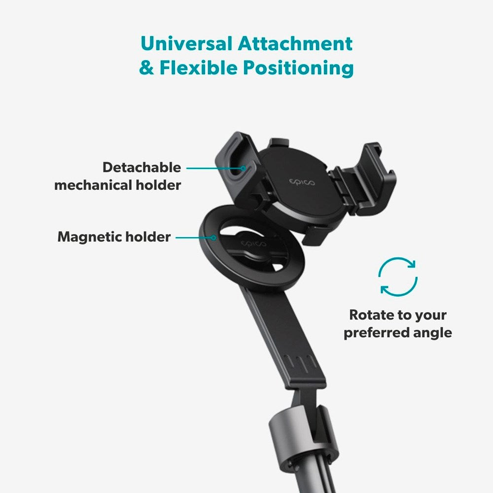 Epico 2-i-1 Tripod Mag+ Selfie Stick - Sammenleggbar - MagSafe Kompatibel - Svart