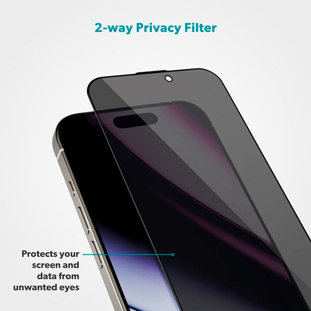 iPhone 17 Epico Privacy Glass 3D Skjermbeskyttelsesglass m. Monteringsramme - Gjennomsiktig