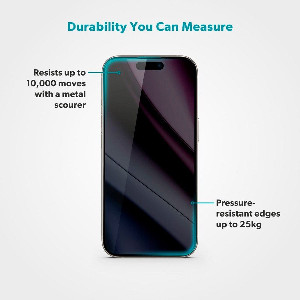 iPhone 17 Pro Max Epico Privacy Glass 3D Skjermbeskyttelsesglass m. Monteringsramme - Gjennomsiktig