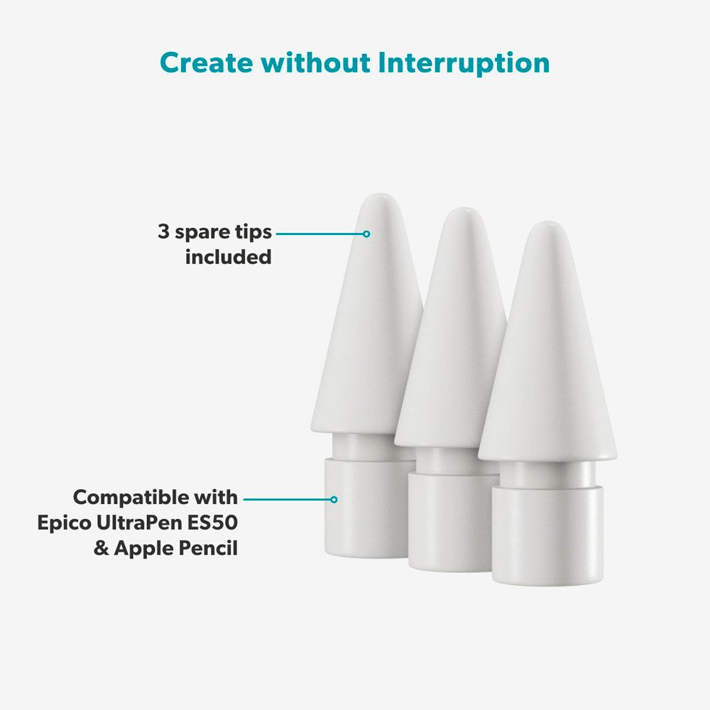 Epico Stylus Spisser til UltraPen Stylus ES50 & Apple Pencil - Hvit