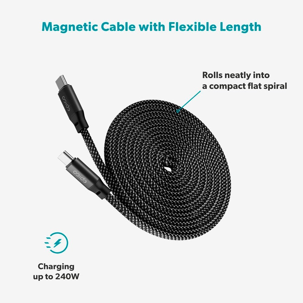 Epico UltraLink 240W Magnetisk USB-C til USB-C Kabel - Svart