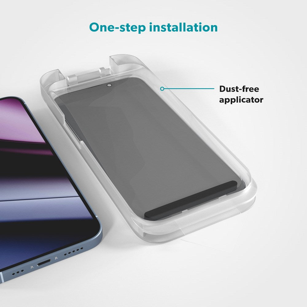 iPhone 15 Pro Max Epico Privacy Glass 3D Skjermbeskyttelsesglass m. Monteringsramme - Gjennomsiktig