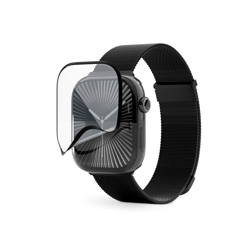 Apple Watch SE / 6 / 5 / 4 (40mm) Epico 3D+ Flexiglass m. Installasjonsramme - Gjennomsiktig / Svart Kant