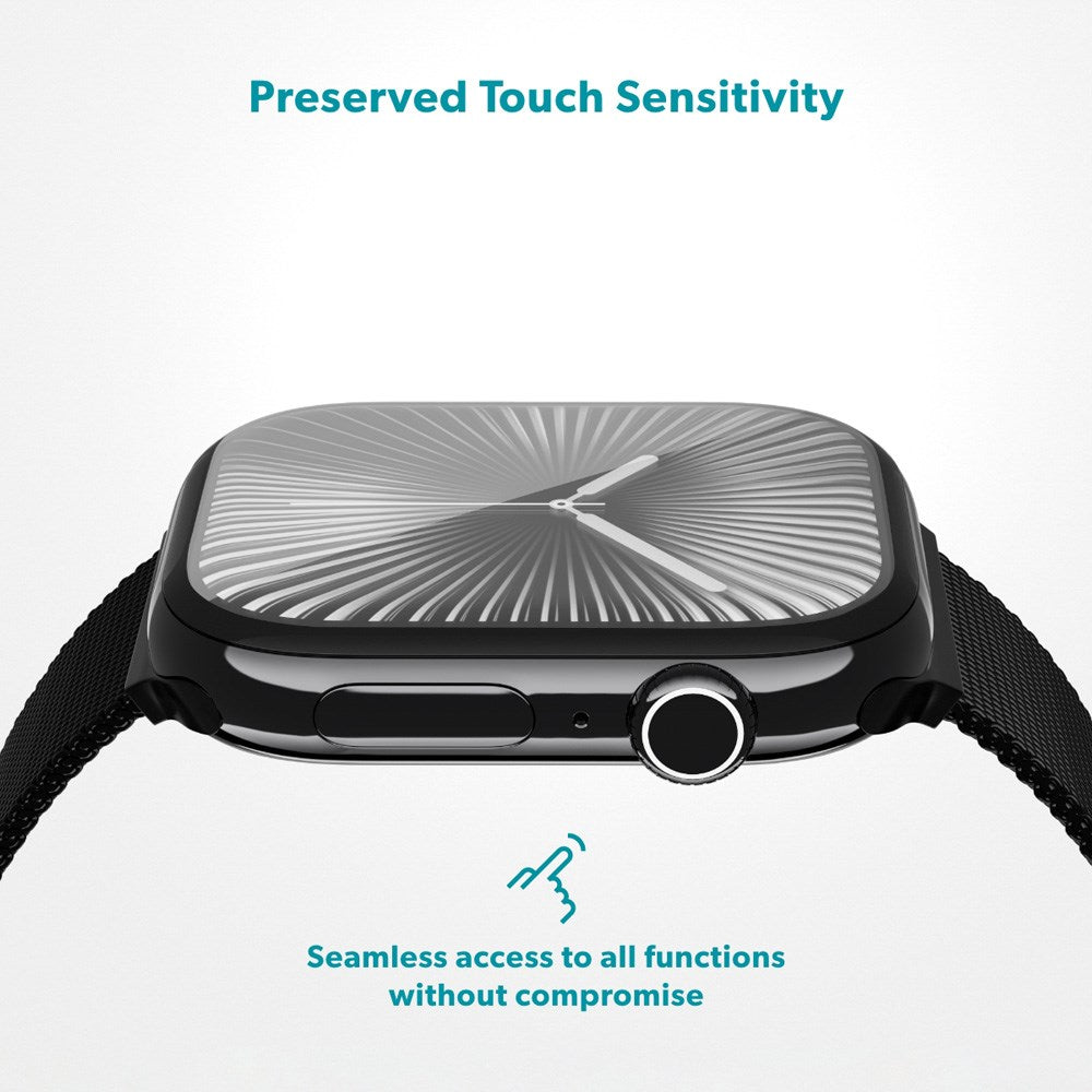 Apple Watch SE / 6 / 5 / 4 (44mm) Epico 3D+ Flexiglass m. Installasjonsramme - Gjennomsiktig / Svart Kant