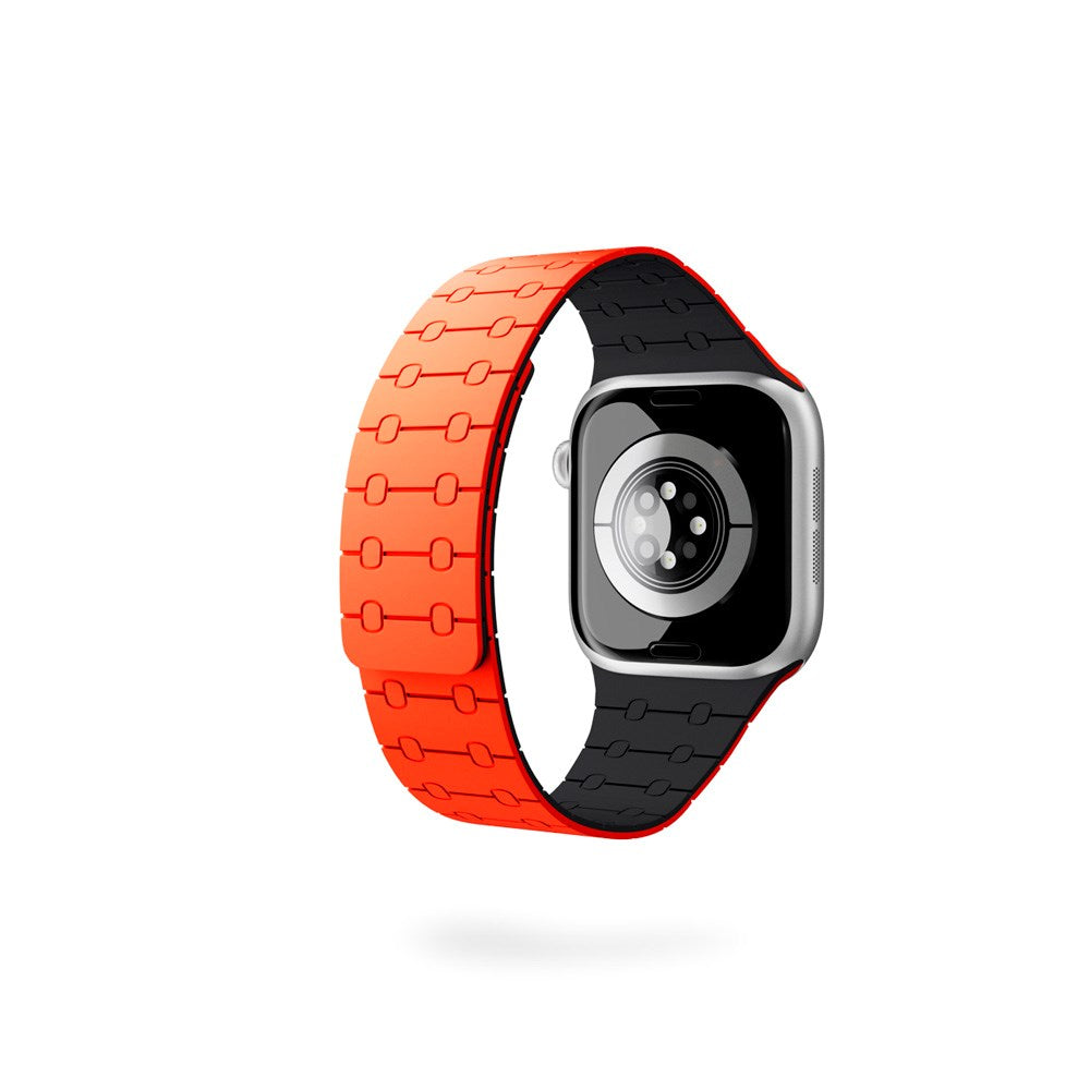 Apple Watch (38/40/SE/41/42) Epico Magnetic+ Silikone Klokkereim - Oransje / Svart