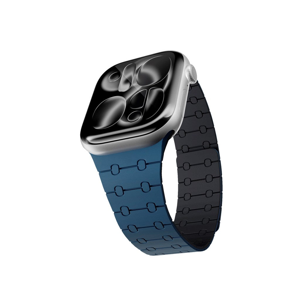 Apple Watch (42/44/SE/45/46/49) Epico Magnetic+ Silikone Klokkereim - Blå / Svart