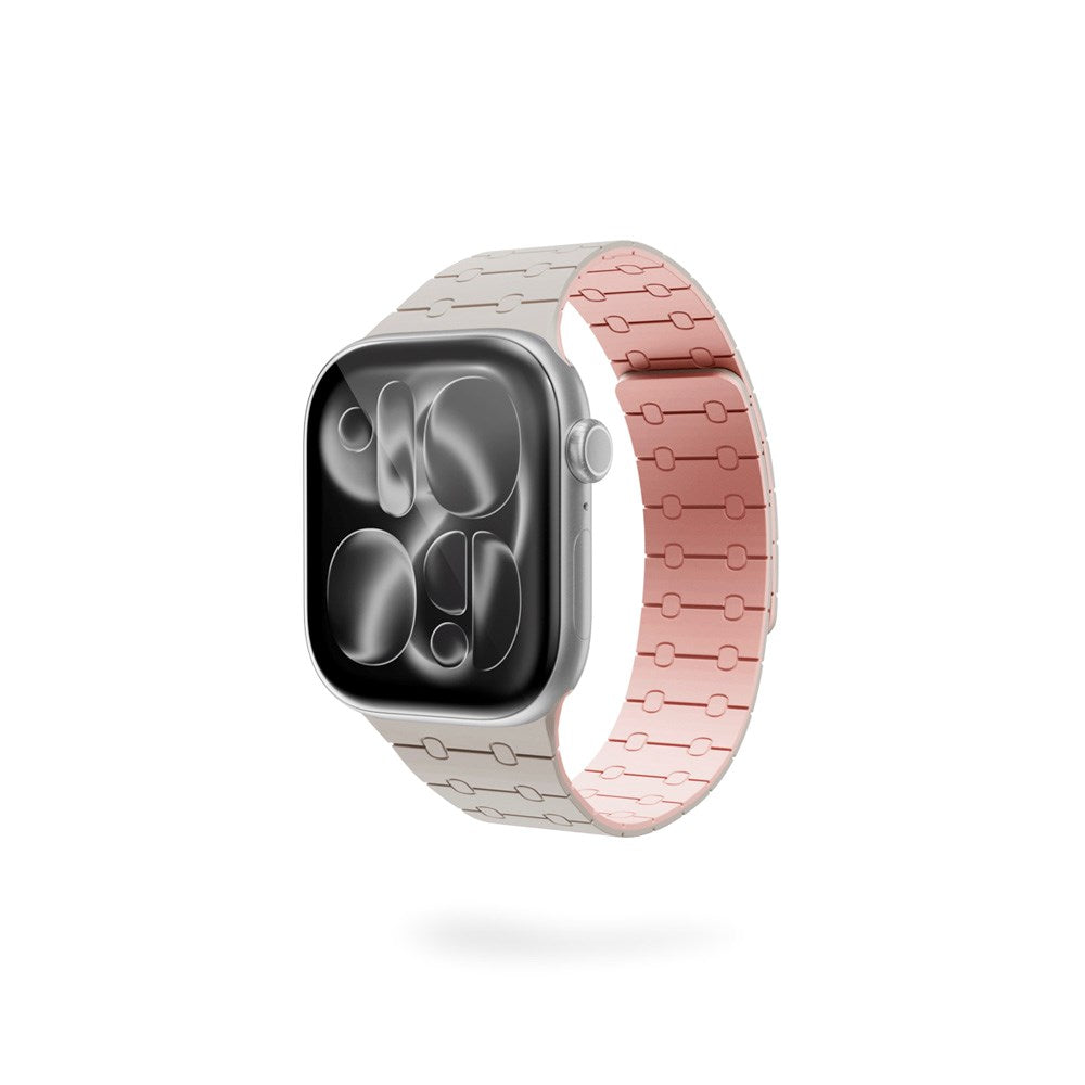 Apple Watch (42/44/SE/45/46/49) Epico Magnetic+ Silikone Klokkereim - Starlight / Rosa