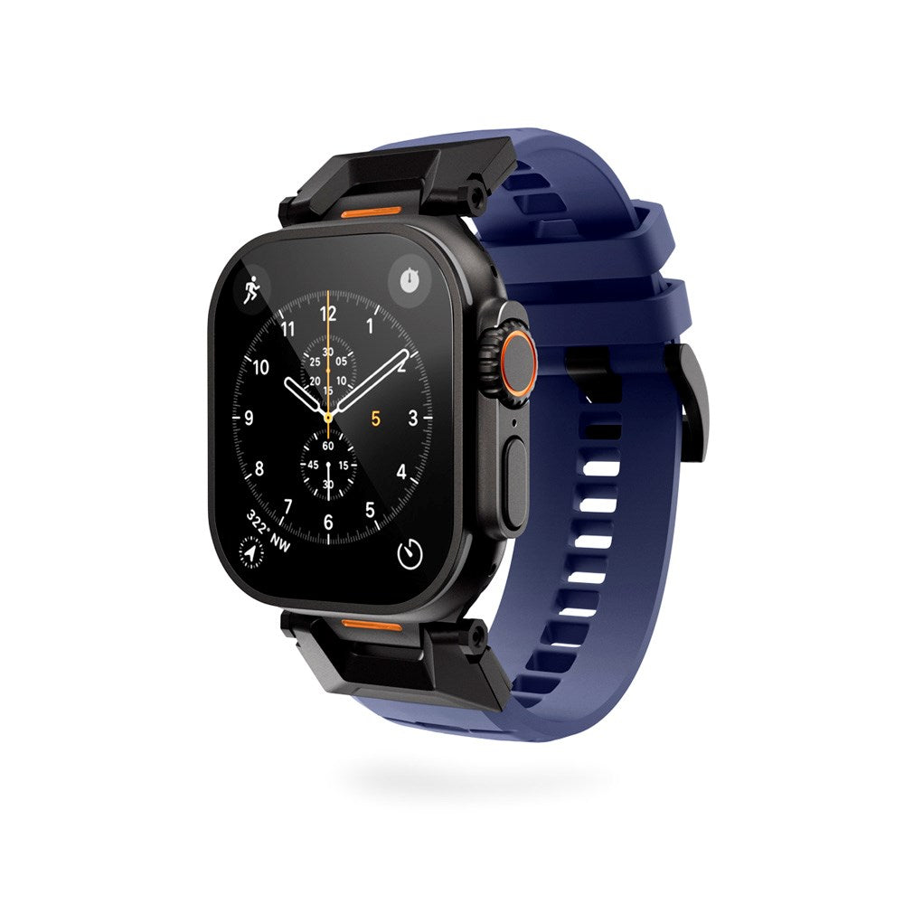 Apple Watch (42/44/SE/45/46/49) Epico Rubber Pro Klokkereim med Metallspenne - Blå