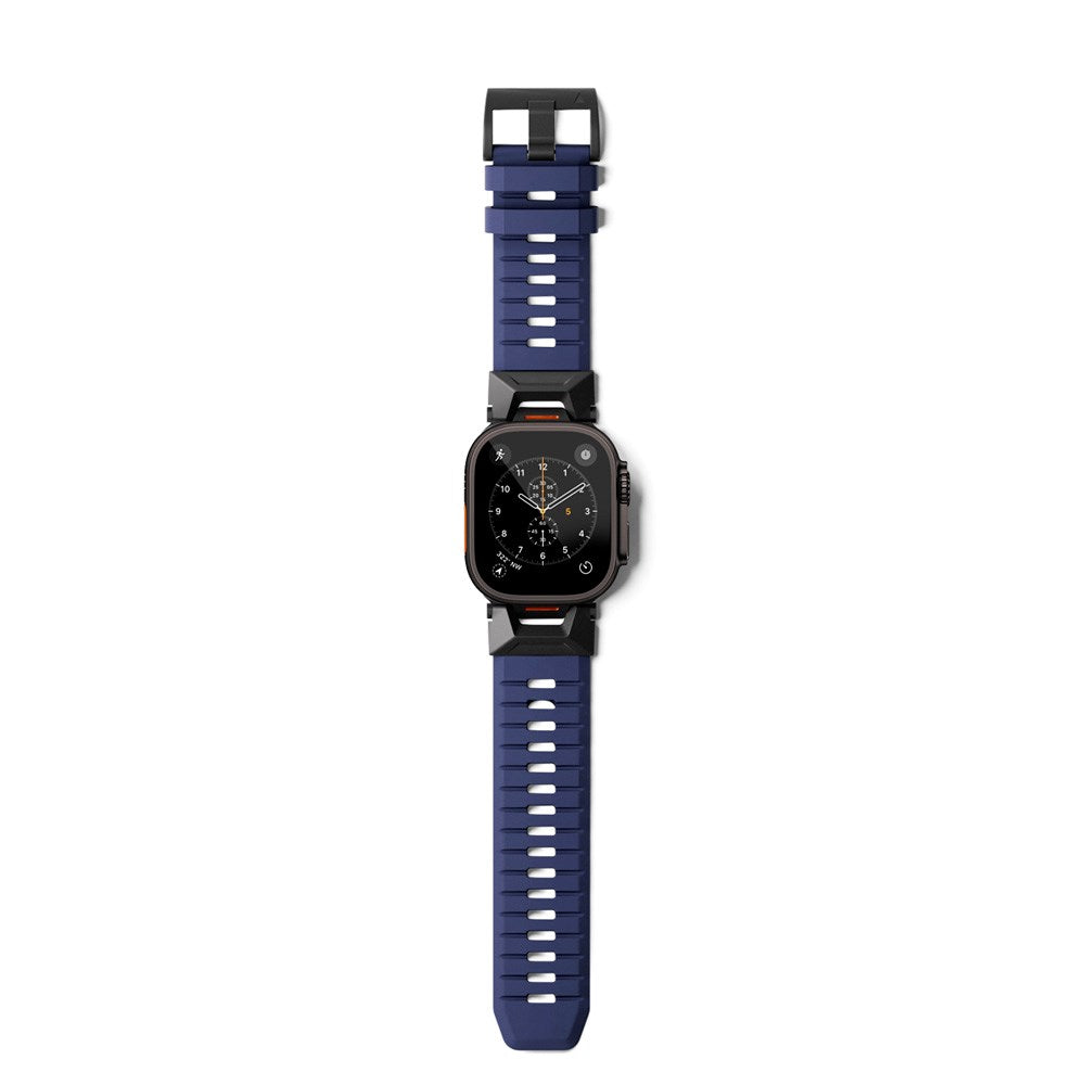 Apple Watch (42/44/SE/45/46/49) Epico Rubber Pro Klokkereim med Metallspenne - Blå