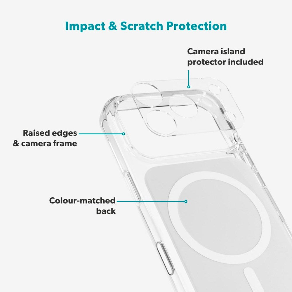 iPhone 17 Pro Max Epico Tile Mag+ Deksel - MagSafe Kompatibel - Gjennomsiktig / Hvit