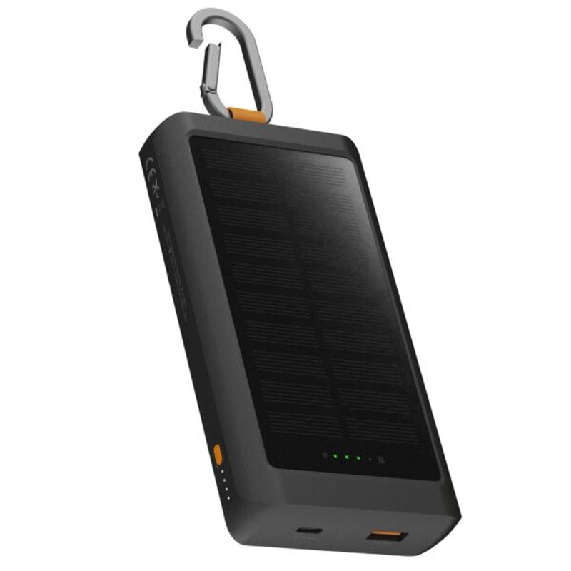Xtorm 15W Solcelle PowerBank m. 1x USB-A & 1x USB-C – 10.000 mAh / Lommelykt – Svart