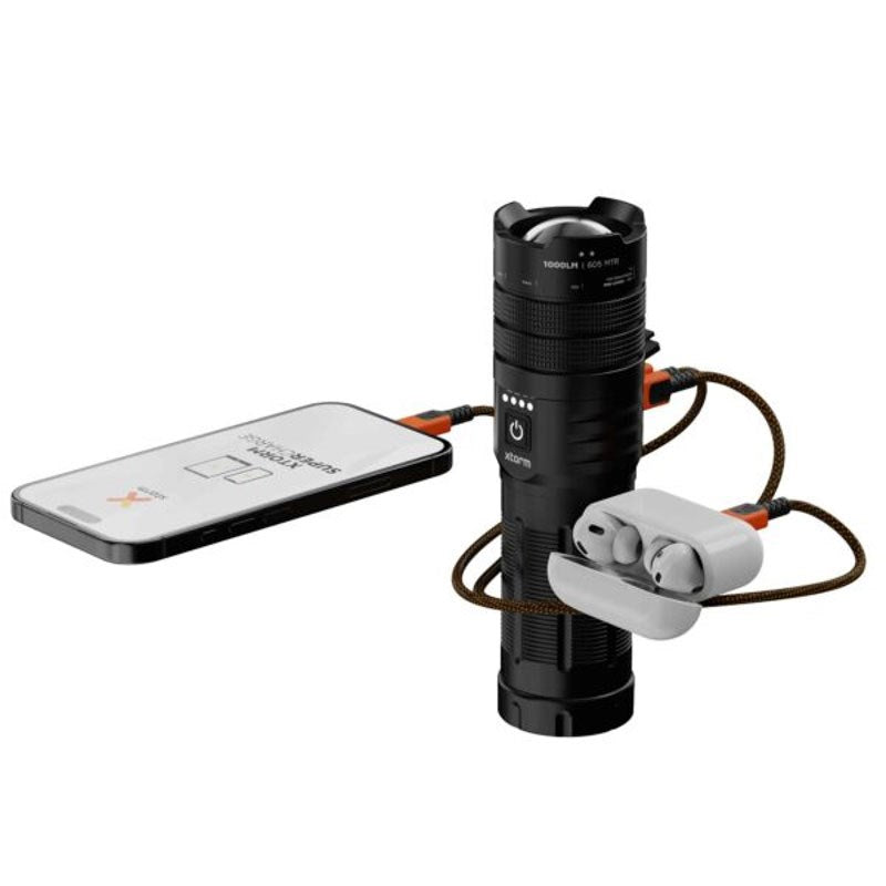 Xtorm Flashlight PowerBank m. 1x USB-A & 1x USB-C – 10.500 mAh / 20W – Svart
