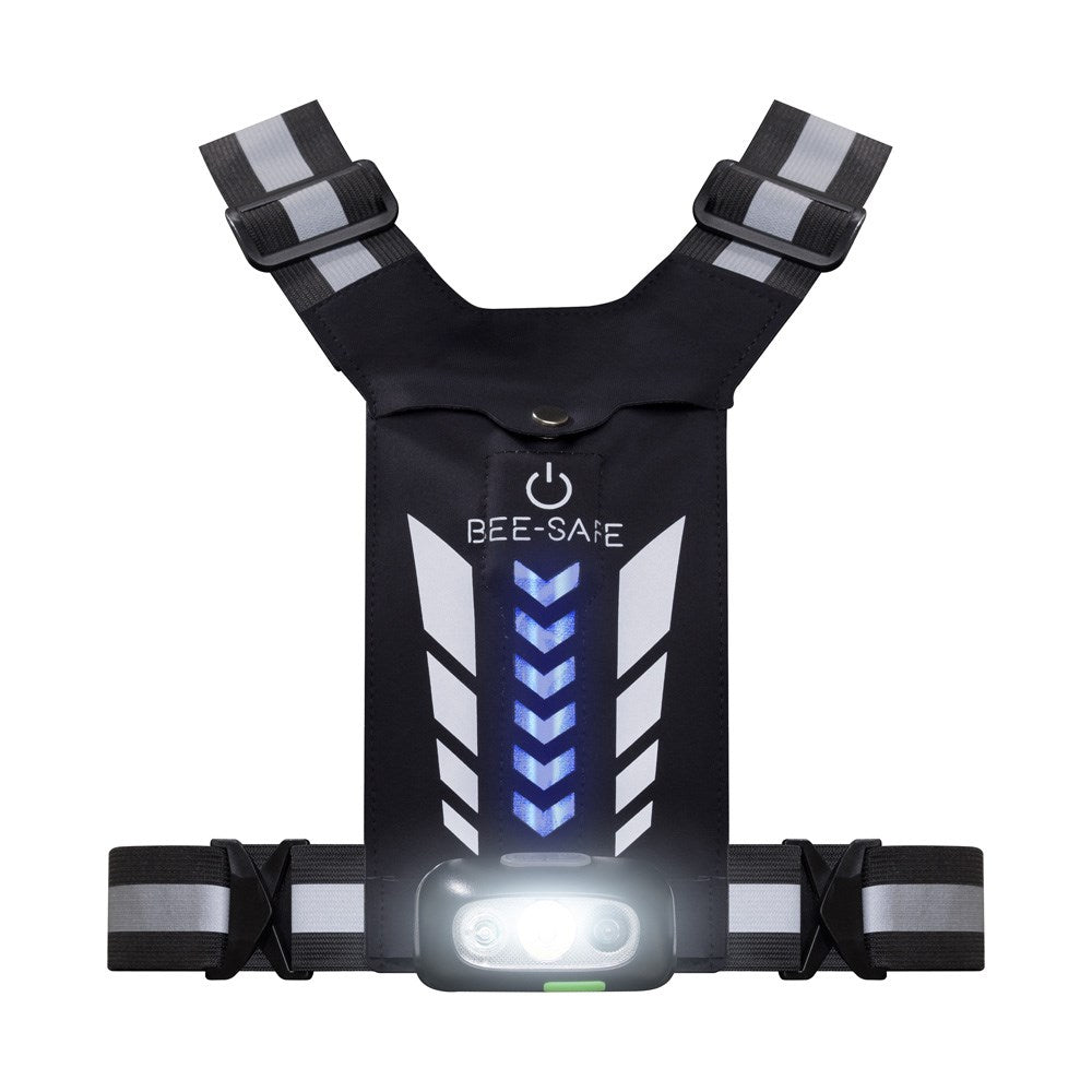Bee-Safe Løpevest m. LED & Mobillomme - Sølv