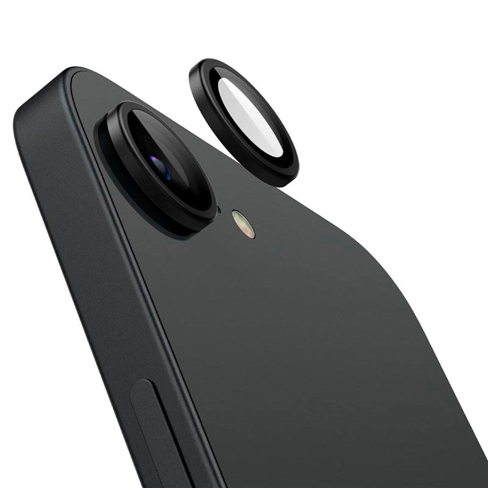 iPhone 17e / 16e Spigen EZ Fit. tR Optik Pro Kameralinsebeskyttelse - 2 Stk. - Gjennomsiktig / Svart