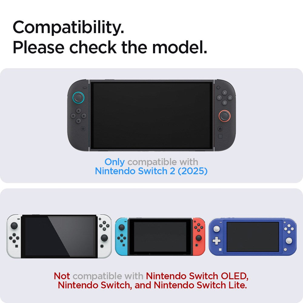 Nintendo Switch 2 Spigen Glass tR EZ Fit Skjermbeskyttelsesglass m. Installasjonsramme - 2 stk - Gjennomsiktig