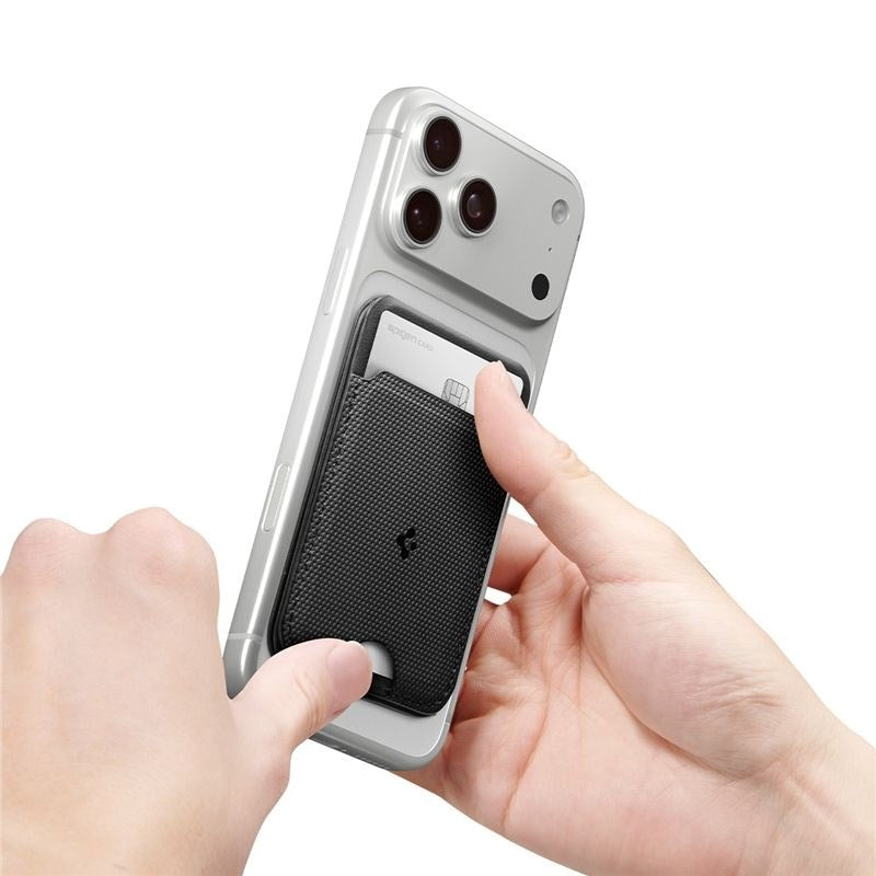 Spigen Slim Fold Kortholder for 1 Kort med Stativfunksjon - MagSafe Kompatibel - Svart