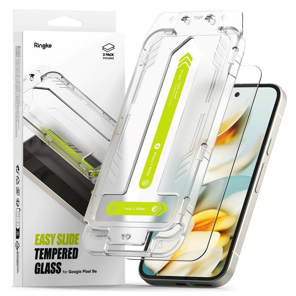 Ringke Google Pixel 9a Easy Slide Herdet Glass Skjermbeskytter – 2 Stk. – Gjennomsiktig
