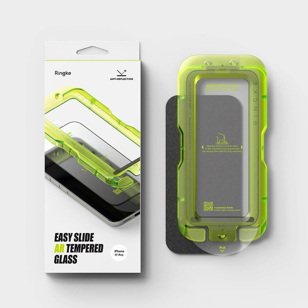 iPhone 17 Pro Ringke Easy Slide Antirefleks Herdet Skjermbeskyttelsesglass m. Installasjonsramme – Gjennomsiktig