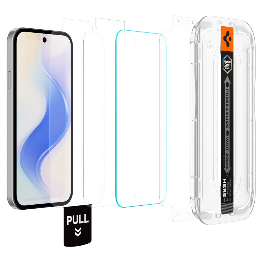Google Pixel 10a Spigen Glass tR EZ Fit Pro Skjermbeskyttelsesglass - 2 stk - Gjennomsiktig