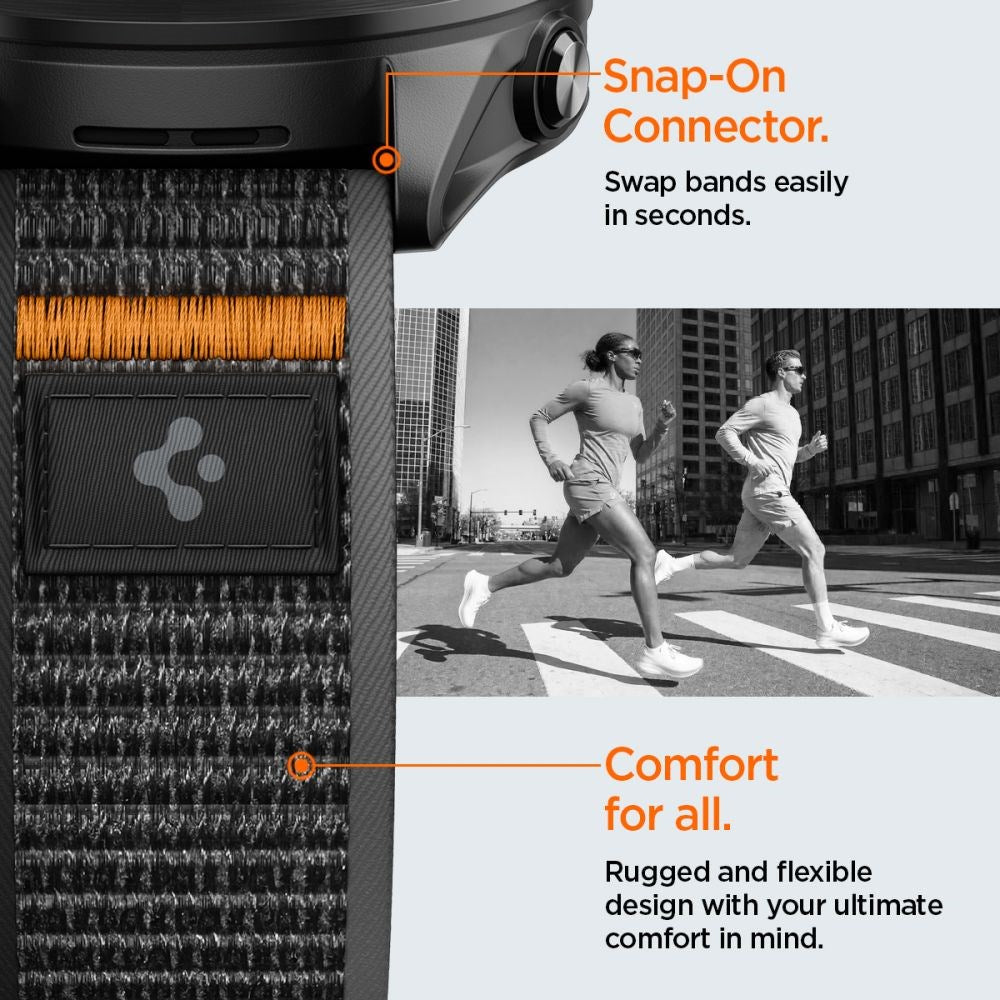 Spigen Athlex Air Universal Nylonrem (22 mm) - Svart / Oransje