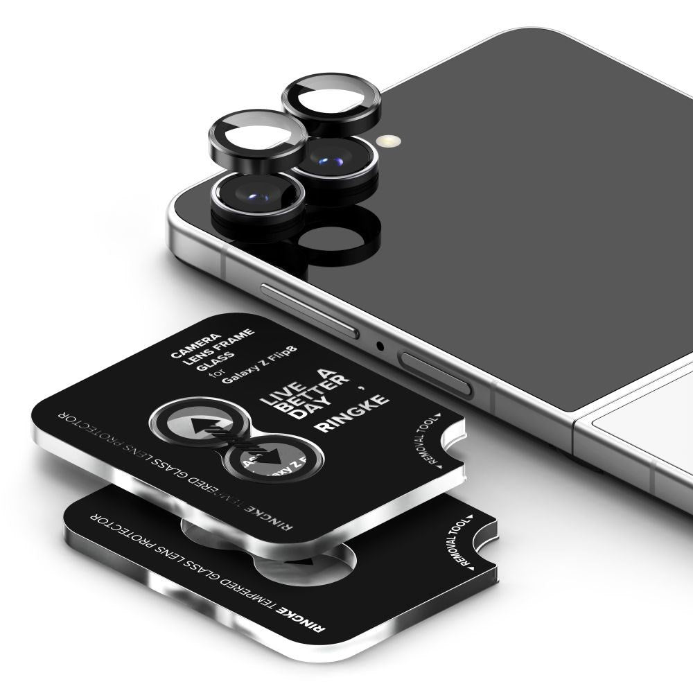 Samsung Galaxy Z Flip8 Ringke Kameralinsebeskyttelse m. Monteringsramme - 2 stk - Svart