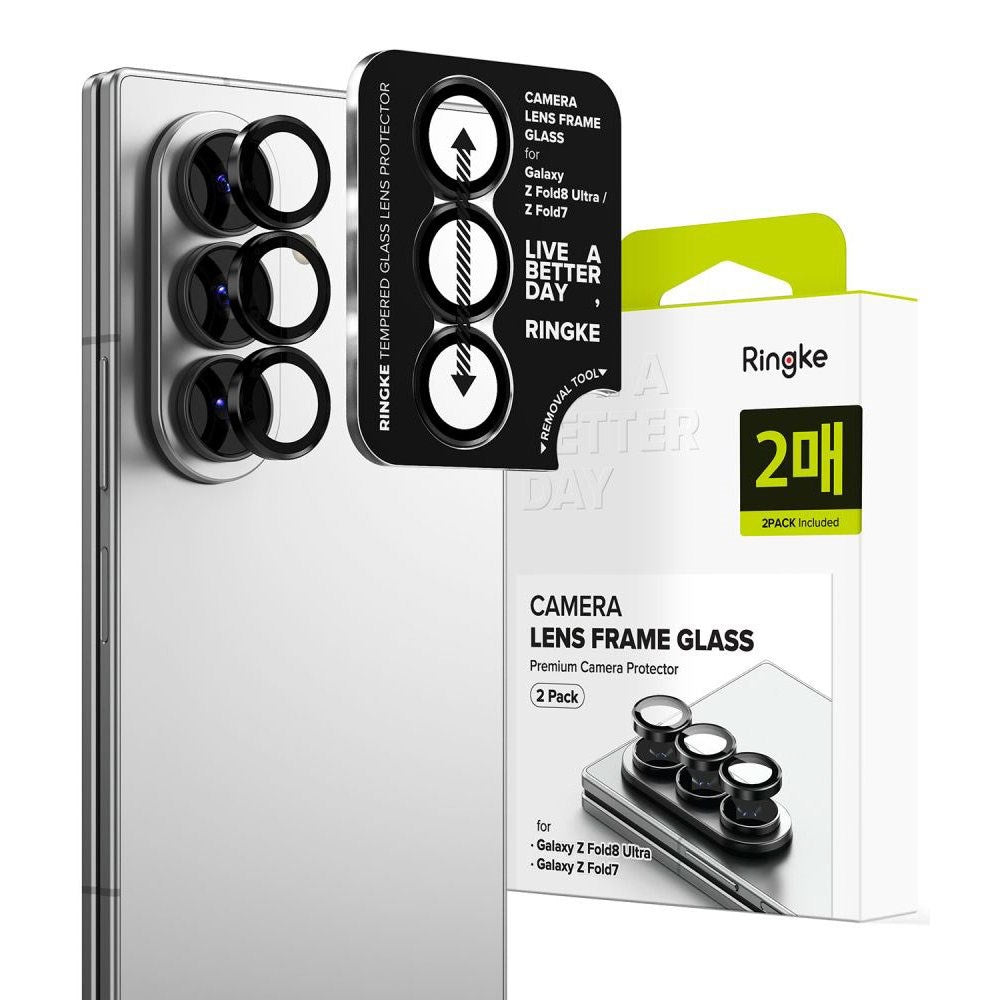 Samsung Galaxy Z Fold8 Ultra / Z Fold7 Ringke Kameralinsebeskyttelse m. Monteringsramme - 2 stk - Svart