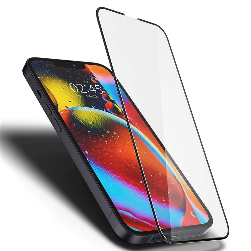 iPhone 13 Mini Spigen Skjermbeskyttelse - Gjennomsiktig / Svart Kant