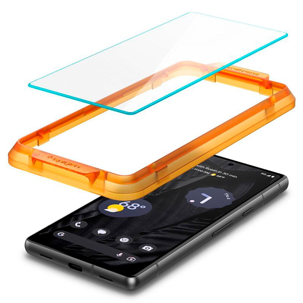 Google Pixel 7A Spigen Alignmaster Glas.tR Skjermbeskytter 2. Stk - Case Friendly - Genomskinlig