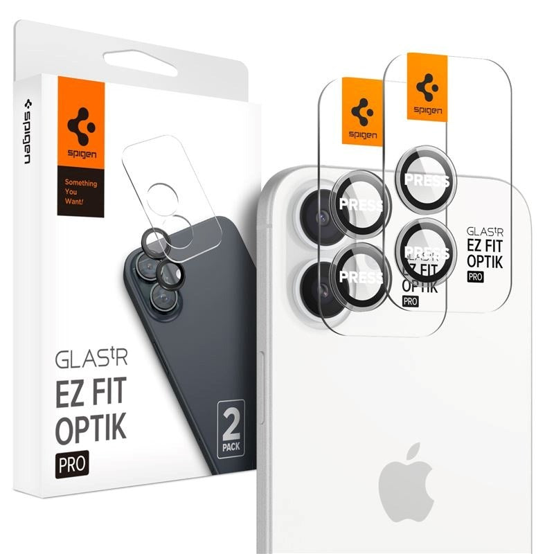 iPhone 17 / 16 / 16 Plus Spigen EZ Fit. tR Optik Pro Kameralinsebeskyttelse - 2 Stk - Gjennomsiktig