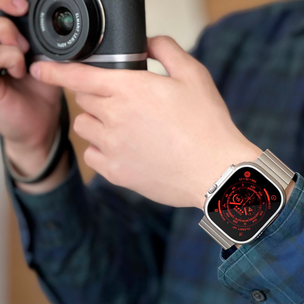 Apple Watch Ultra 1/2 (49mm) Just Mobile Titanlegering Reim m. DLC Belegg - Sølv