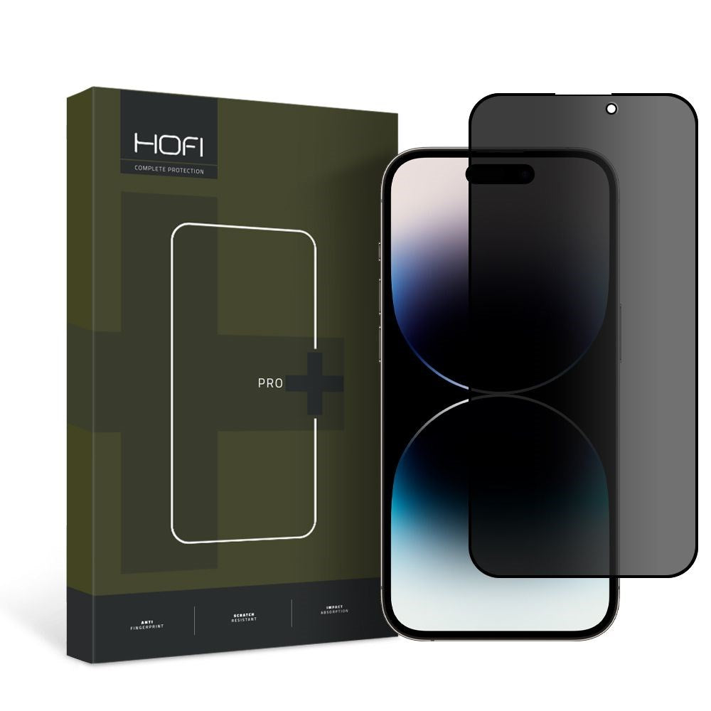 iPhone 14 Pro Max Hofi Glass Pro+ Skjermbeskyttelse med Privacy - Case Friendly - Gjennomsiktig