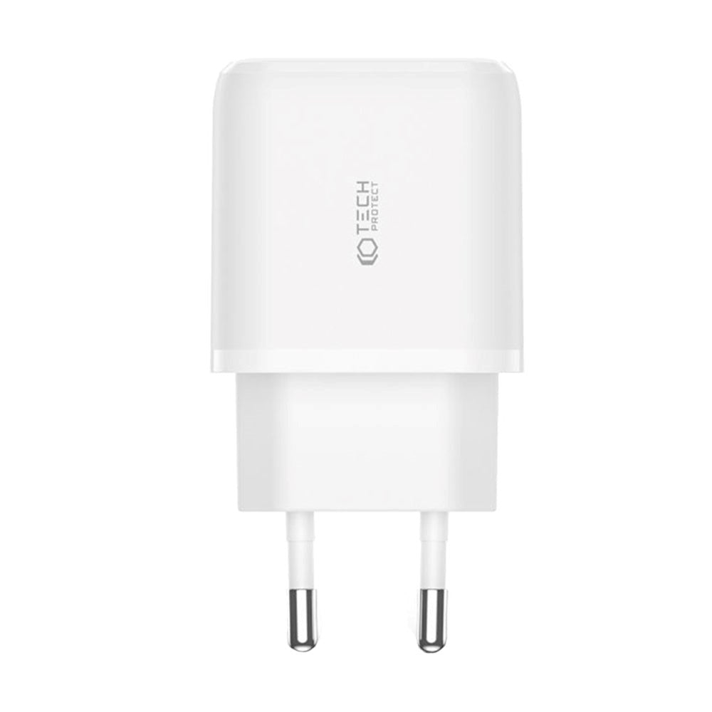 Tech-Protect 20W Veggladere m. 1 x USB-C & 1 x USB-A - Hvit