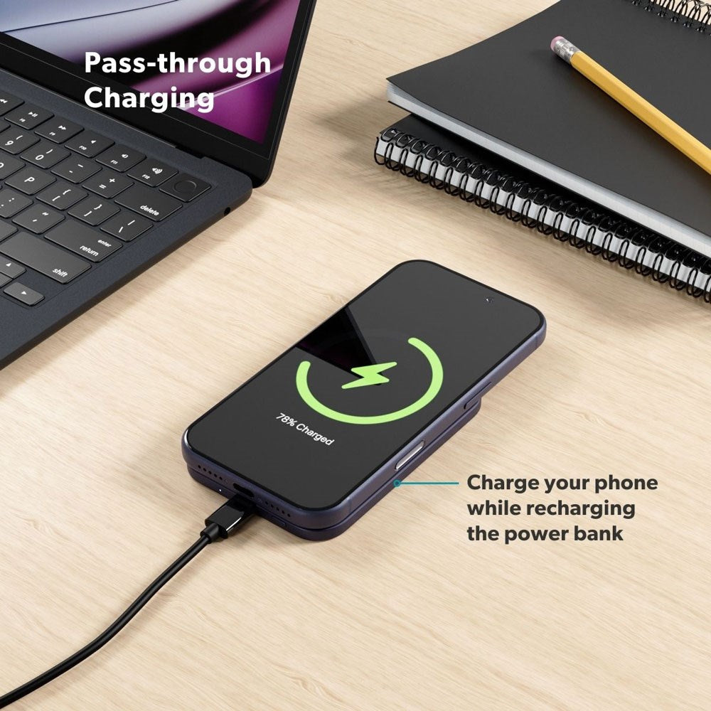 Epico UltraPack Slim 3000 mAh Trådløs Powerbank – MagSafe / Qi2 Kompatibel – Mørkeblå