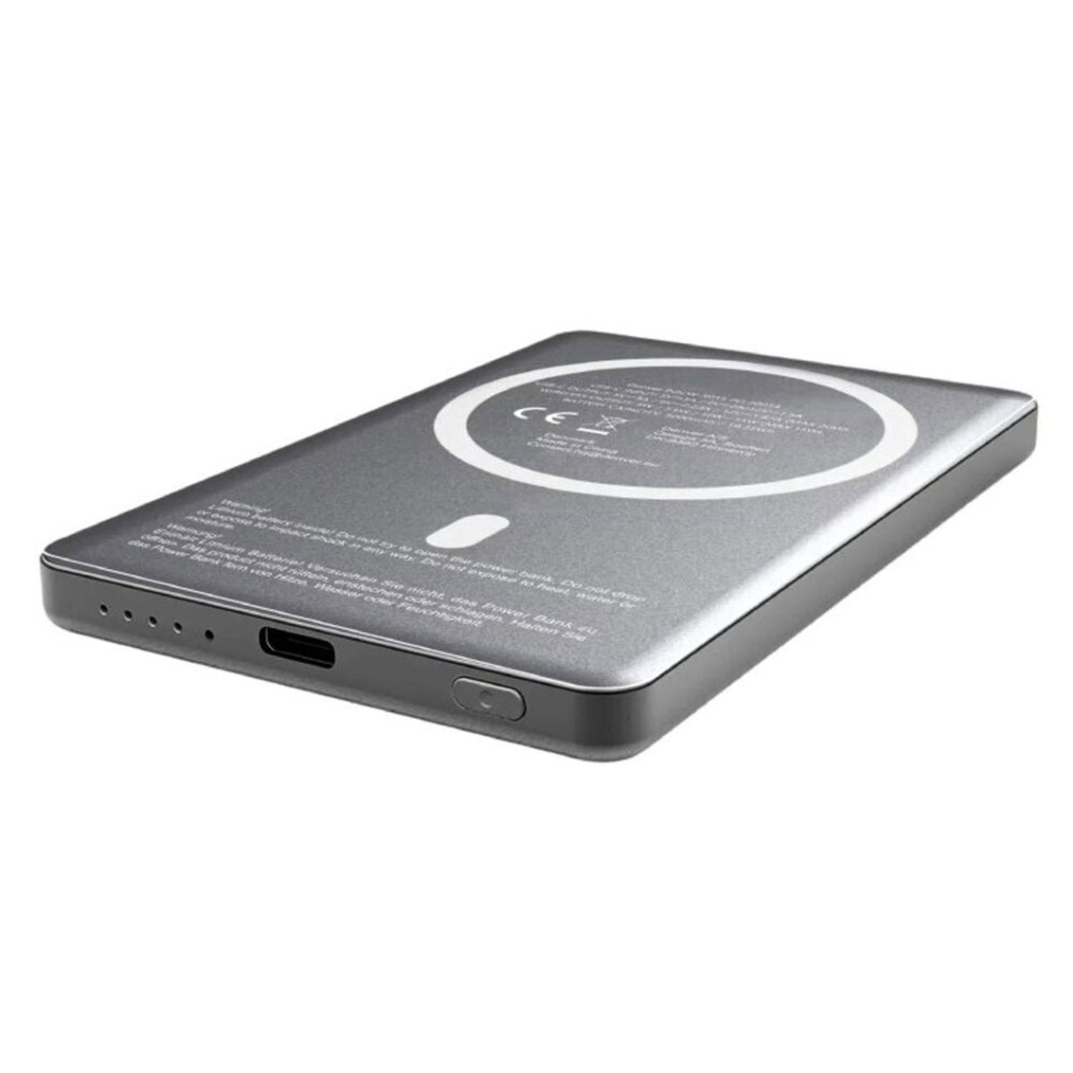 Denver PQCW-5015 15W Trådløs PowerBank - 5000 mAh - MagSafe Kompatibel - Grå