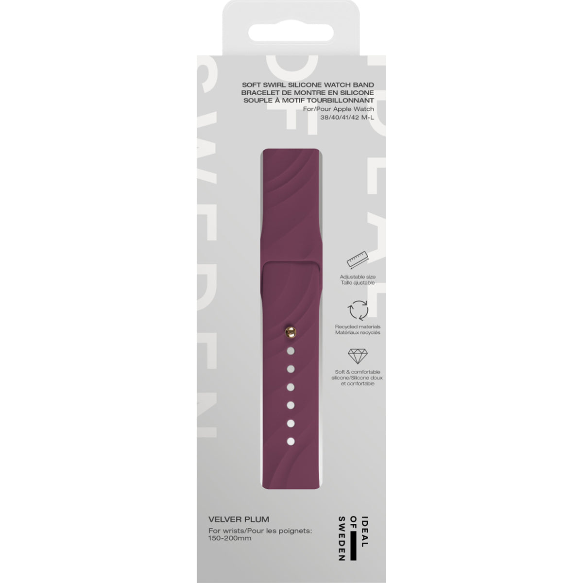 Apple Watch (38/40/SE/41/42mm) iDeal of Sweden Soft Swirl Silikon Klokkerem - Størrelse M/L - Velvet Plum