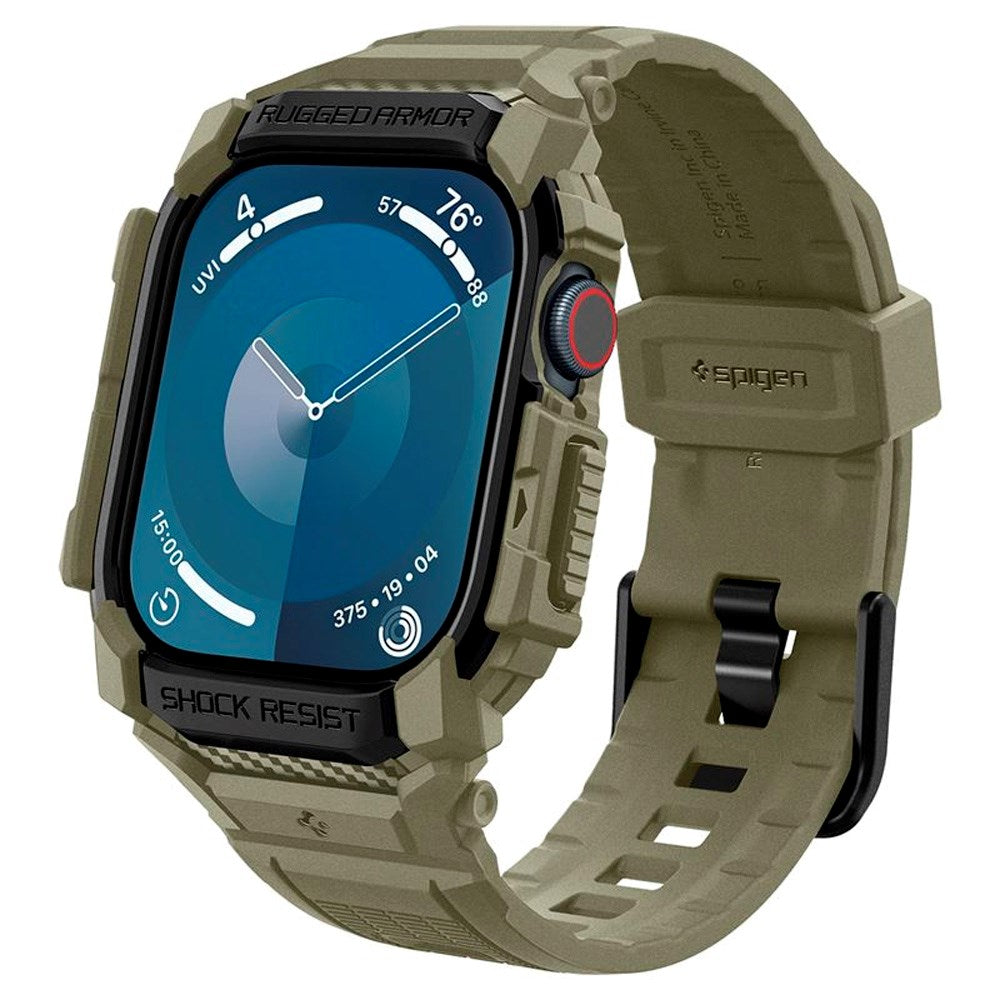 Apple Watch 11 / 10 (46mm) Spigen Rugged Armor Pro Rem m. Deksel - Grønn