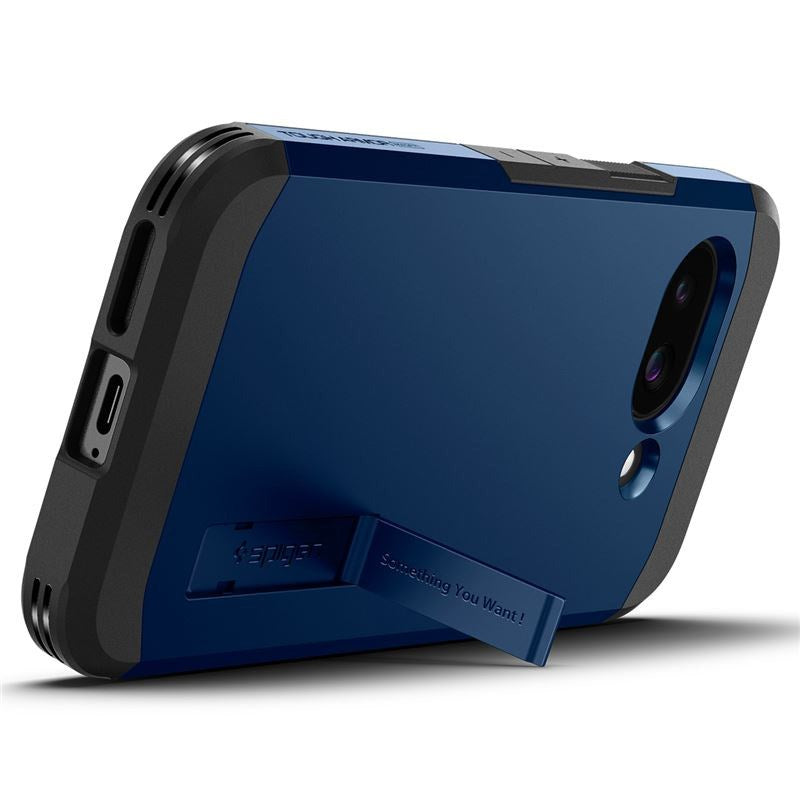 Google Pixel 9a Spigen Tough Armor Hybrid Deksel m. Kickstand - MagSafe Kompatibel - Blå