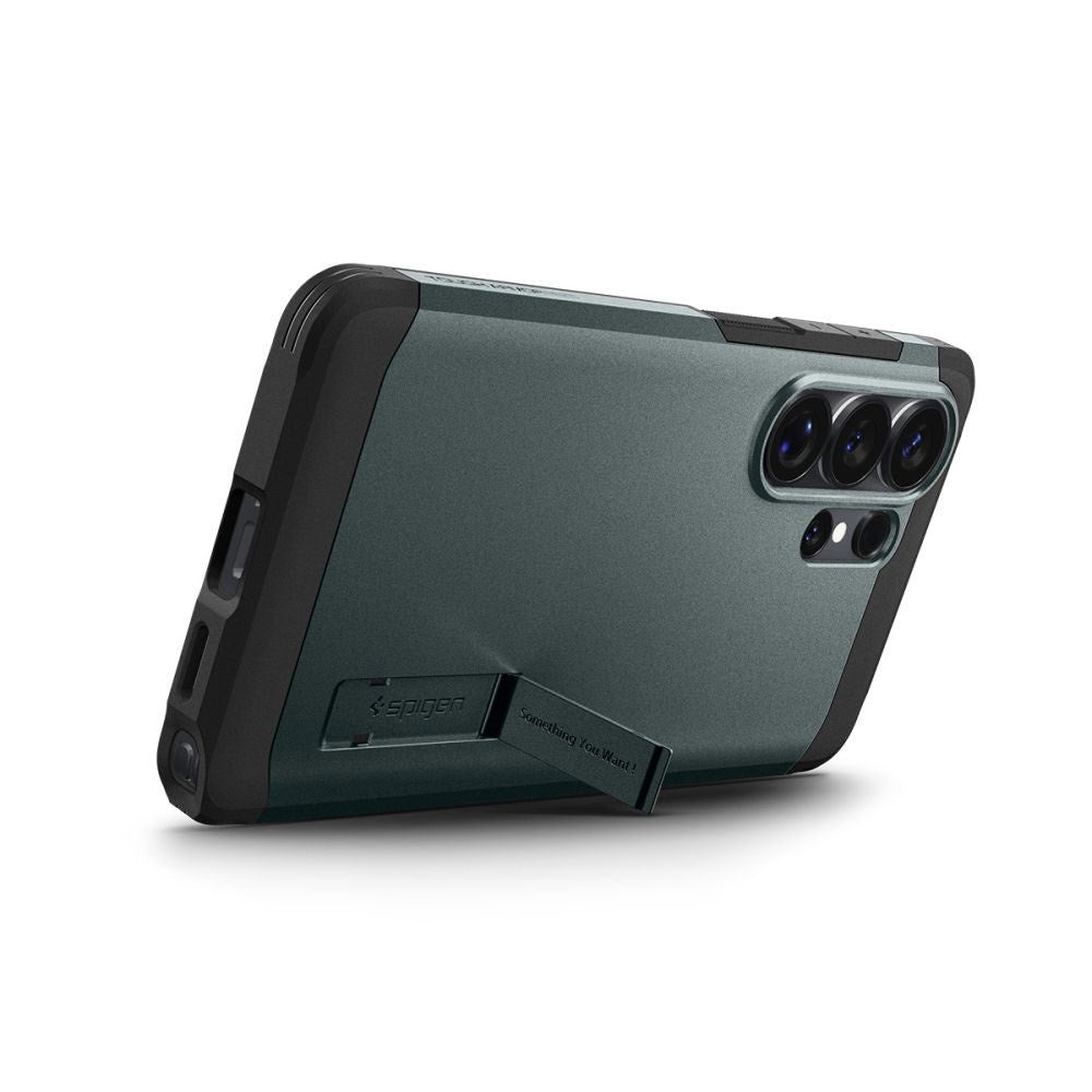 Samsung Galaxy S26 Ultra Spigen Tough Armor Hybrid Deksel m. Stativfunksjon - MagSafe Kompatibel - Grønn