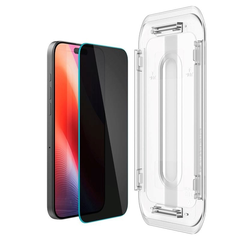iPhone 17 / 17 Pro / 16 Pro Spigen EZ Fit Glas.tR Skjermbeskytter 2. Stk - Privacy Filter - Case Friendly - Gjennomsiktig