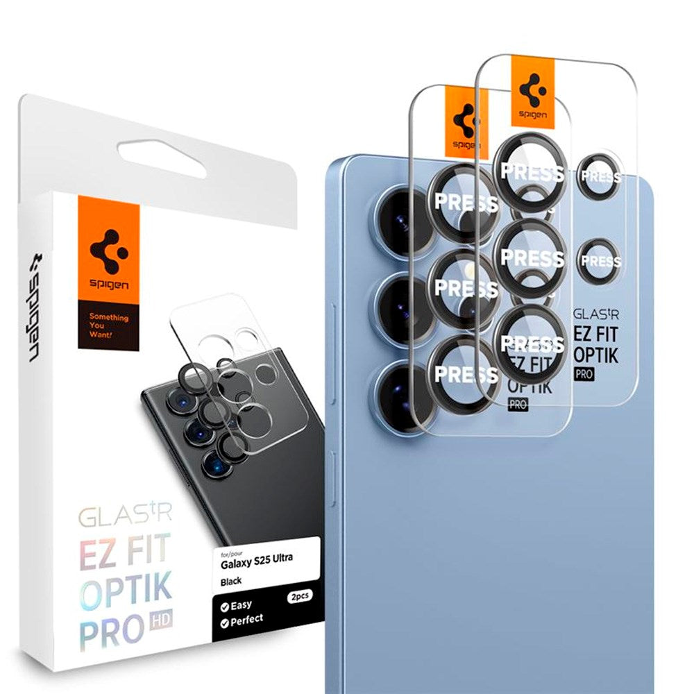 Samsung Galaxy S25 Ultra Spigen EZ Fit Optik Pro Kameralinsebeskyttelsesglass - 2 stk - Svart
