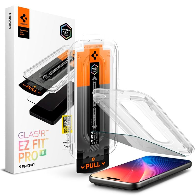 iPhone 17 Pro Max / 16 Pro Max Spigen Glass tR EZ Fit Pro HD Skjermbeskyttelsesglass - Privacy Funksjon - Gjennomsiktig