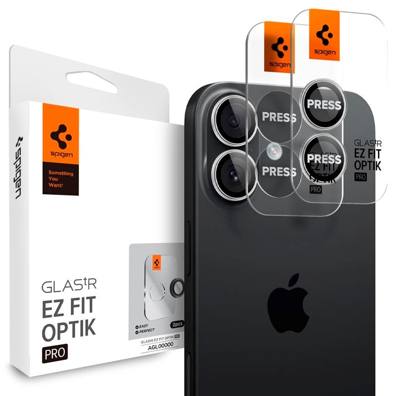 iPhone 17 Spigen Glass tR EZ Fit Optik Pro Kameralinsebeskyttelsesglass - 2 stk - Sølv